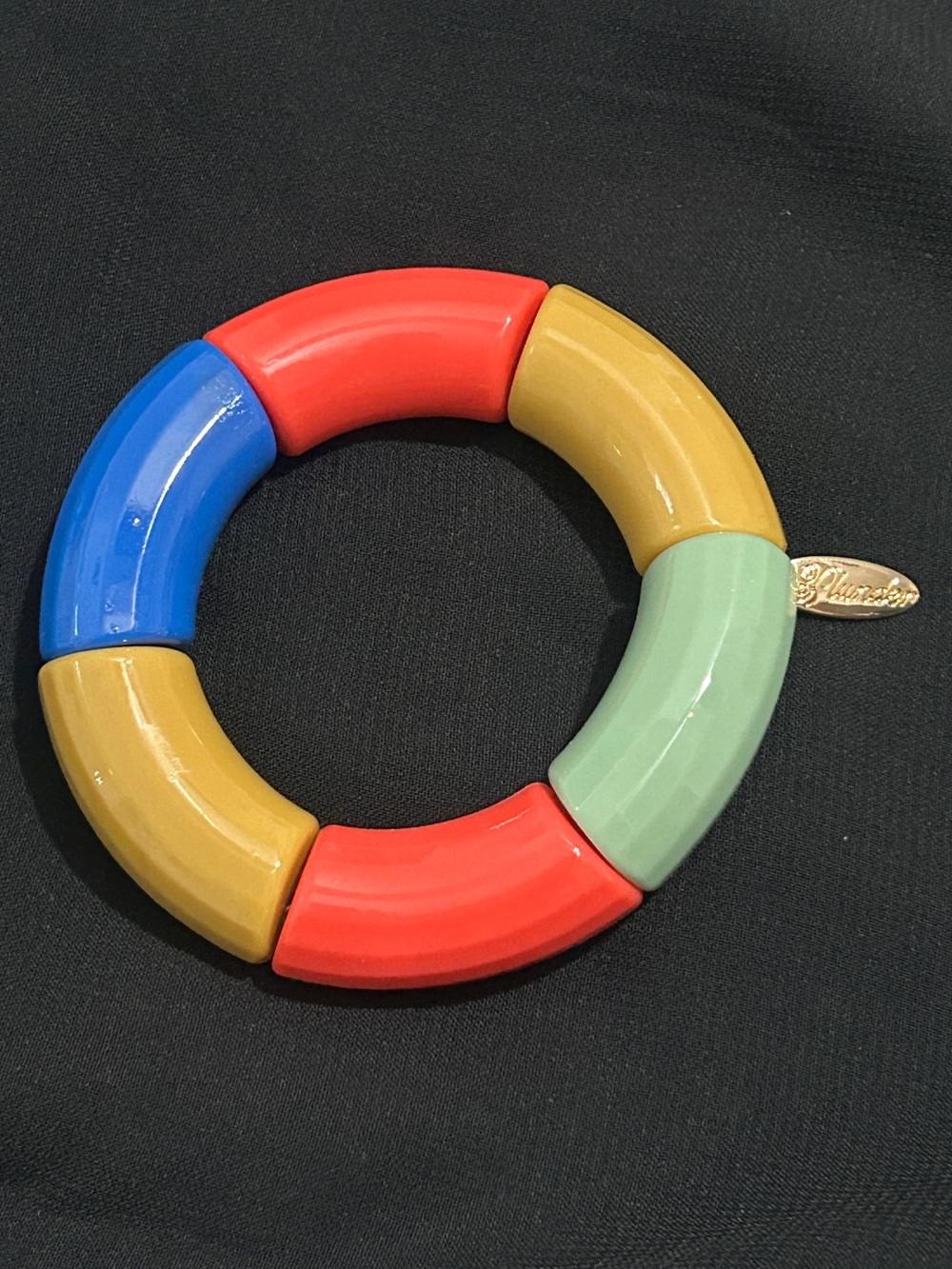 Plunder Design "Minnie" Acrylic Macaroni Bead Elastic Cuff Bracelet